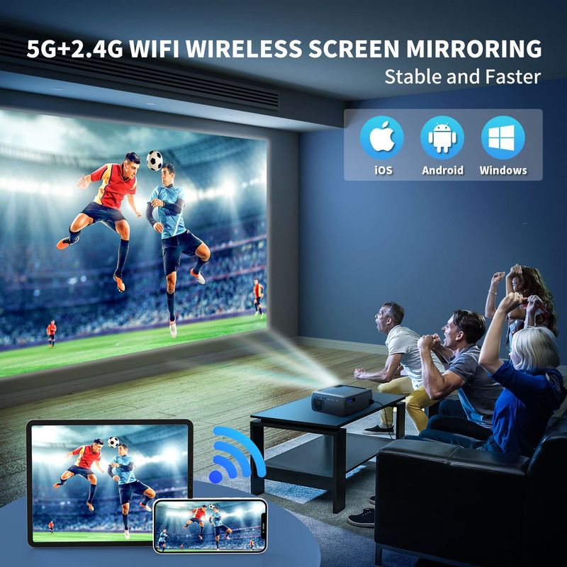 Outdoor Electric Focus LED+LCD HDMI Projektor Android 9.0 HDMI IN, Bluetooth