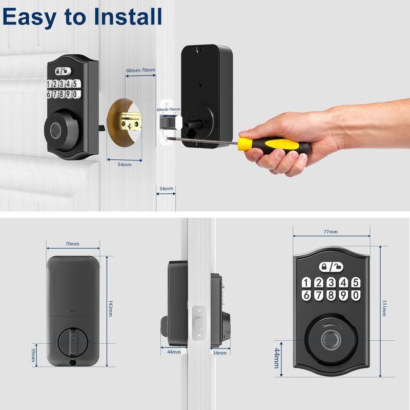 X02 Smart Door Lock, Schlüssellose Eintrittstürschloss, Fingerabdruck Türschloss Tastatur, Smart Locks für Haustüren