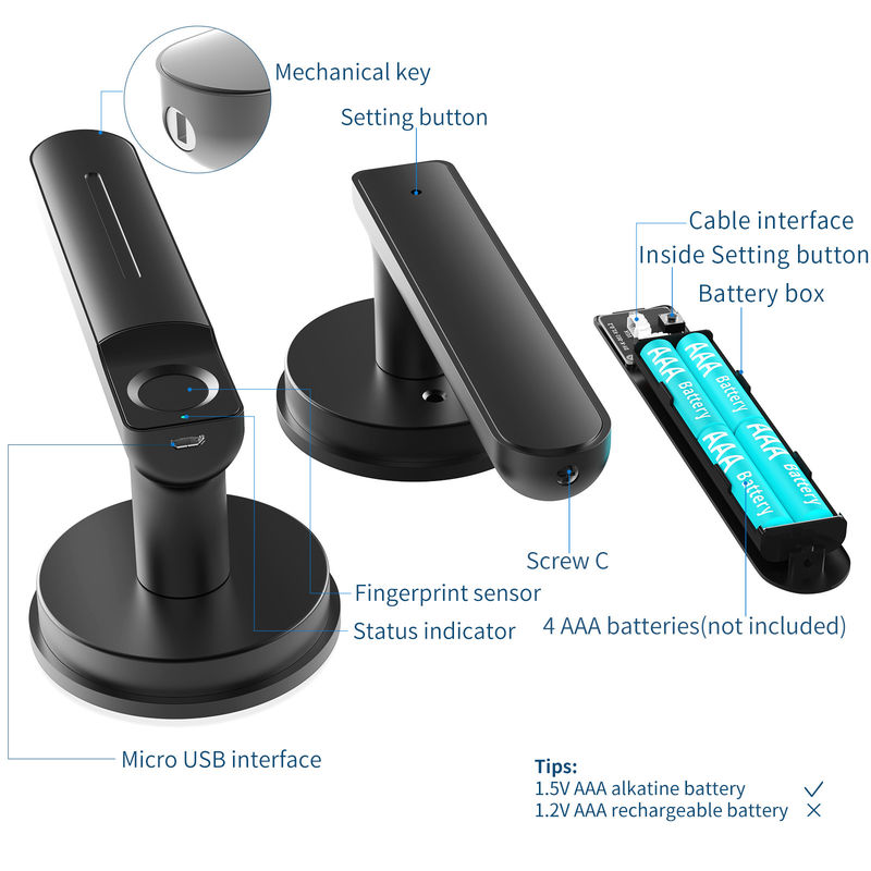 D01 Smart Keyless Entry Door Lock mit Griff, Fingerabdruck Türschloss für Zimmer/Büro/Aparatment