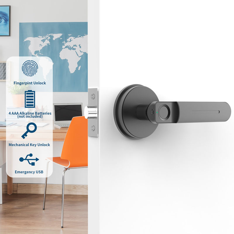 Smart Fingerprint Türschloss, Schlüssellos, Biometrisches Türschloss, Biometrisches Türschloss, Zimmertürschloss für Schlafzimmer / Büro