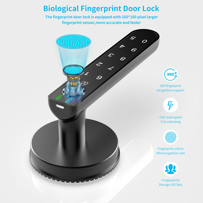 Smart Passwörter, C02 Fingerabdruck Türschloss mit Tastaturen, Fingerabdruck Türknopf Schlüssellose Eingang Türschloss für Zuhause / Büro