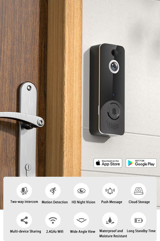 Langer Akkulaufzeit Wireless Intercom Ring Türglocke Wasserdicht 720P WIFI Fernbedienung Video Smart DoorBell Kamera