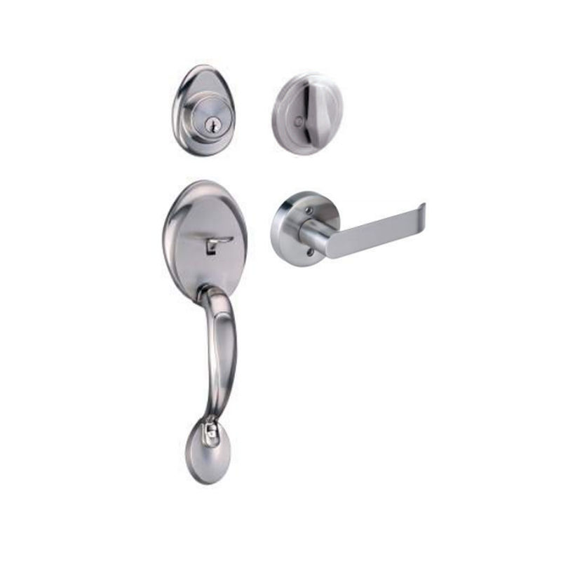 Satin-Nickel-Außentür-Handgriffe Passage-Türgriffe, Einzylinder-Schlüssel-Eingangs-Handgriffe mit Breitenhebel