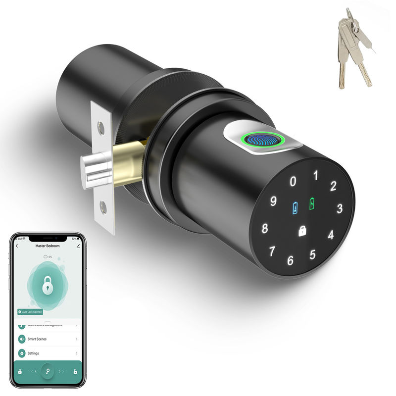 Q1 Schwarz Smart Door Lock Fingerabdruck Türknopf für das Schlafzimmer zu Hause