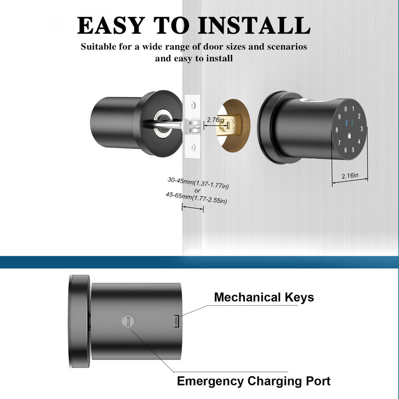 Q1 Schwarz Smart Door Lock Fingerabdruck Türknopf für das Schlafzimmer zu Hause