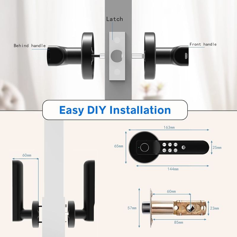Polsterte Oberfläche Smart Door Lock 5,67 X 2,91 X 0,2 Zoll Android-Controller