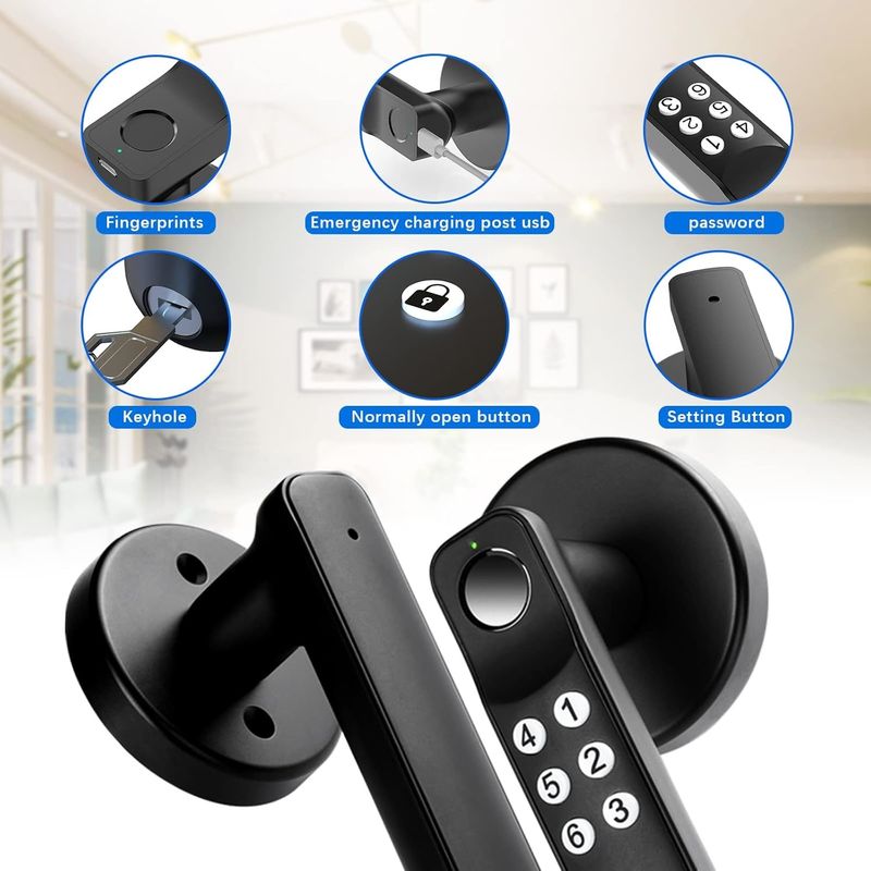 Polsterte Oberfläche Smart Door Lock 5,67 X 2,91 X 0,2 Zoll Android-Controller