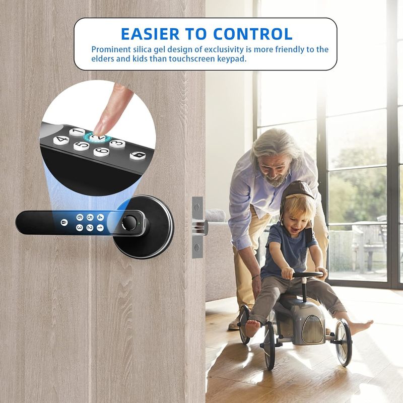 Polsterte Oberfläche Smart Door Lock 5,67 X 2,91 X 0,2 Zoll Android-Controller