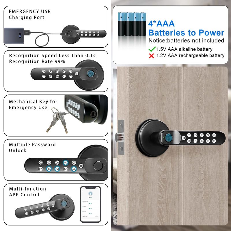 Verbessern Sie die Sicherheit Ihres Raumes mit unserem polierten Smart Door Lock und Schrauben