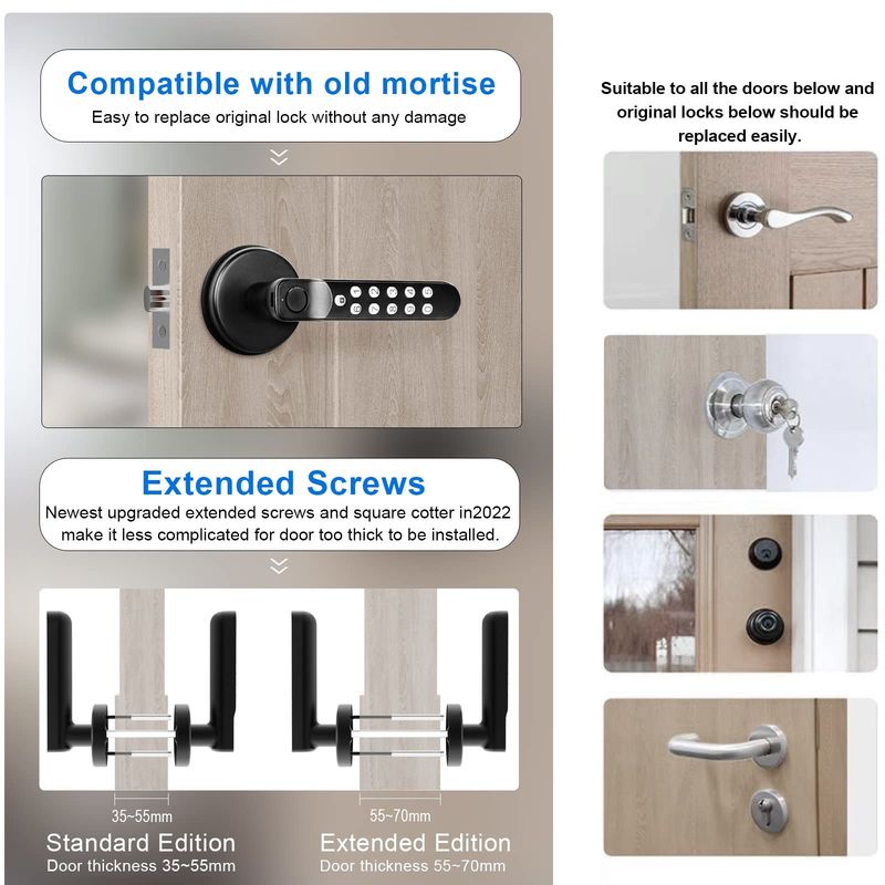 Hotel Smart Door Lock empfohlen für Front Single Lock und glatt abgerundeten Griff Form